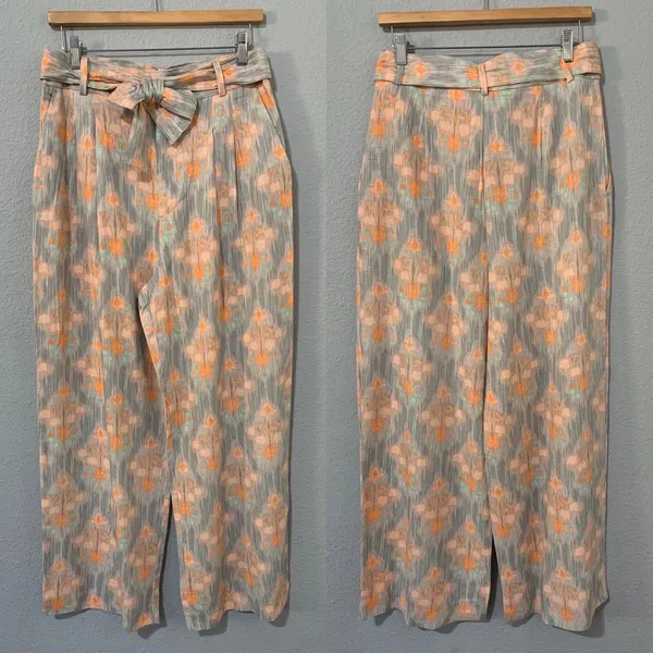 Zara‎ New Flowy High Waist Wide Leg Printed Pants with Self Belt Size L 8372/115 - Image 3