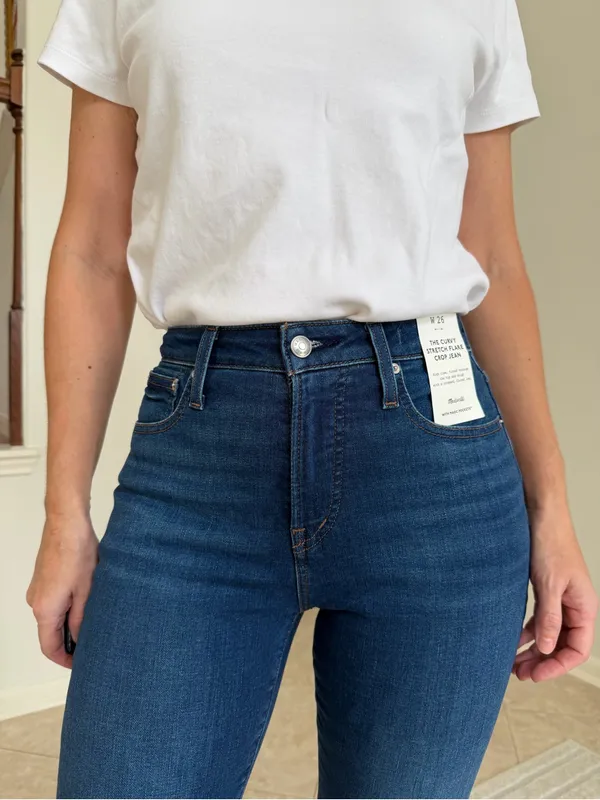 NWT Madewell Curvy Stretch Flare Crop Jeans Size 26 - Image 3