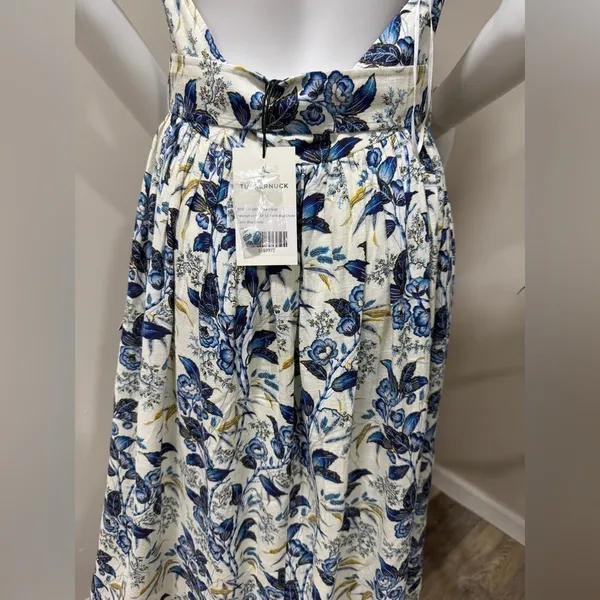 NWT Tuckernuck Lena Midi Dress Size 6 Blue White Floral Belted - Image 9