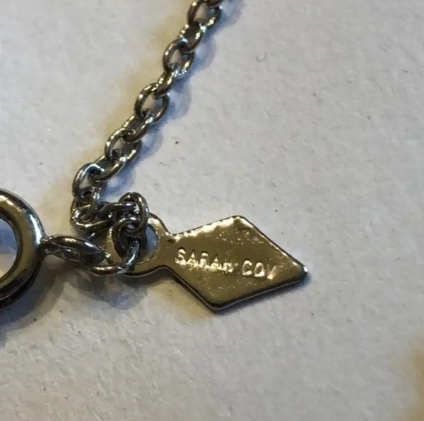 Vintage Signed Sarah Coventry Silver Blue Stone Dainty Necklace - Image 2