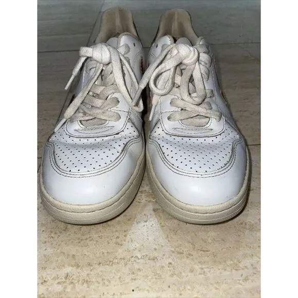 Women's Veja‎ V-10 Leather White Metallic Pink Size 6 Made In Brazil - Image 7