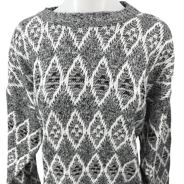 Vintage Poplar Gray Fair Isle Diamond Knit Holiday Christmas Sweater Top Size XL - Image 3