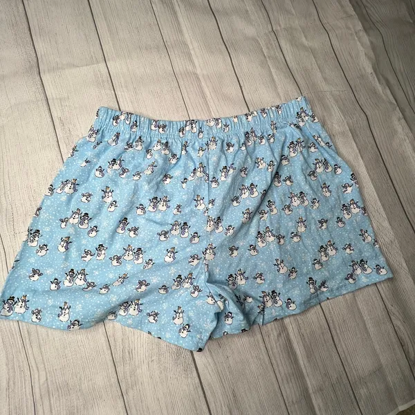Holiday Snowman Christmas Winter Boxer Shorts Size XL Adult Baby Blue - Image 7