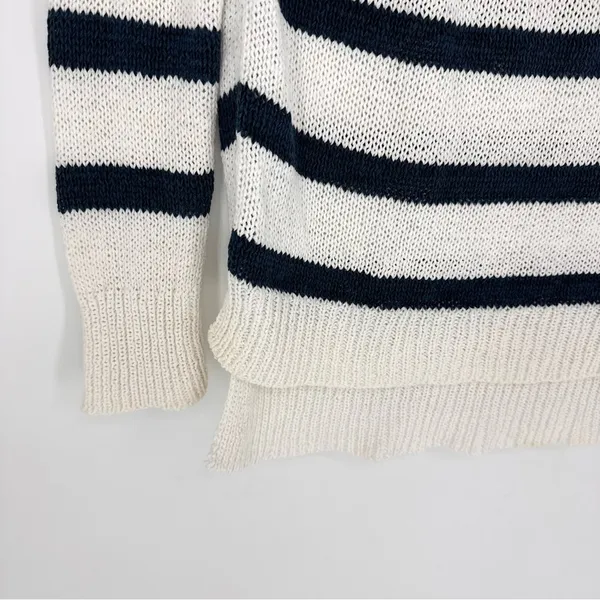 Only Mine Crew Neck Loose Knit Nautical Sweater White with Navy‎ Stripes Medium - Image 4