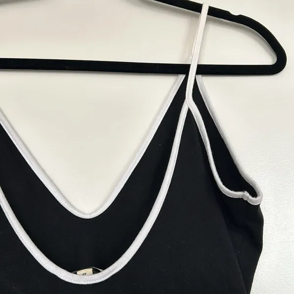 EXPRESS Black Tipped Low Cut Bodysuit, Medium - Image 4