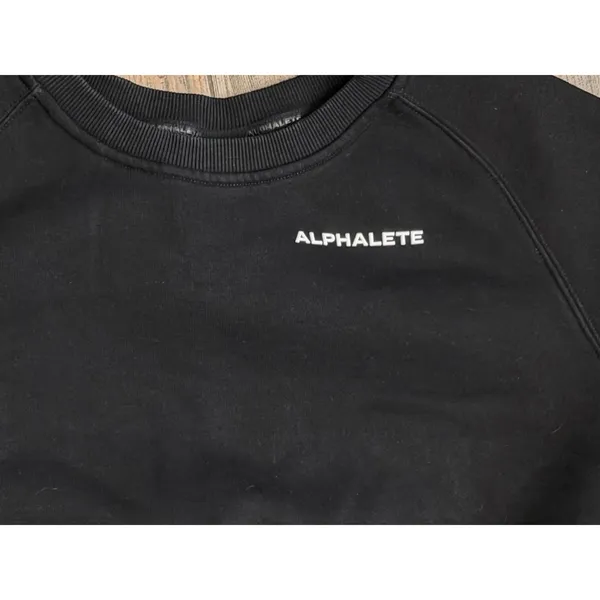 Alphalete Black Cropped Oversized Crew Neck Sweatshirt Logo Pullover‎ Size Small - Image 3