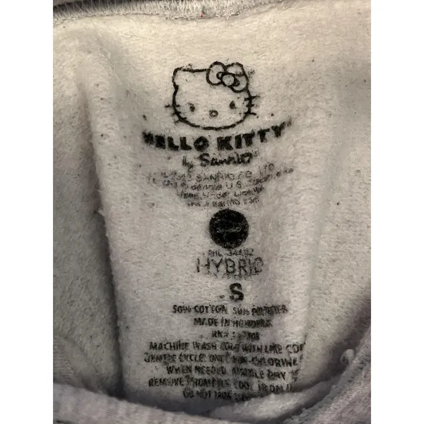 Hello Kitty Hoodie Sweatshirt Womens Small Gray Graphic Pullover Fleece Kawaii - Image 7