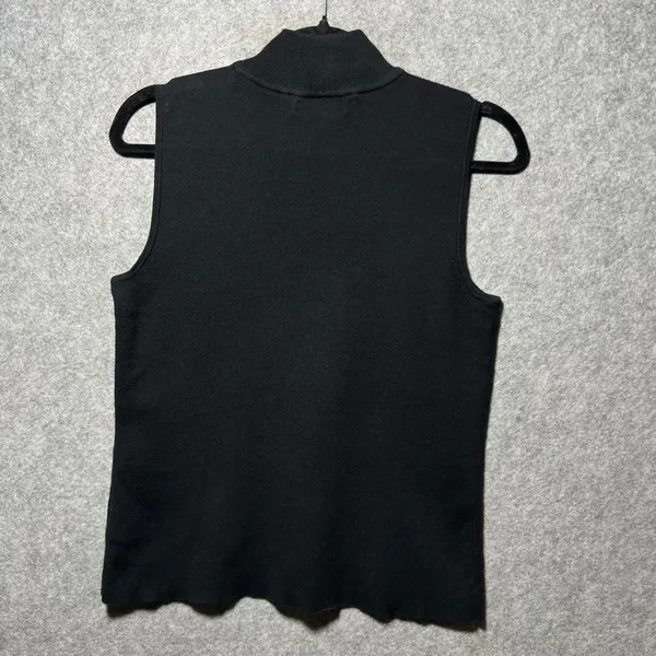 Lauren Active Ralph Lauren Mock Neck Sleeveless Ribbed Monogram‎ Top Black L - Image 4