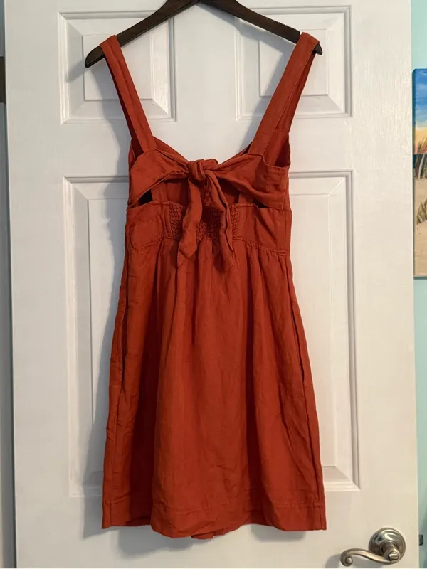 Anthropologie Maeve Twist Front Mini Dress in Rust - Image 3