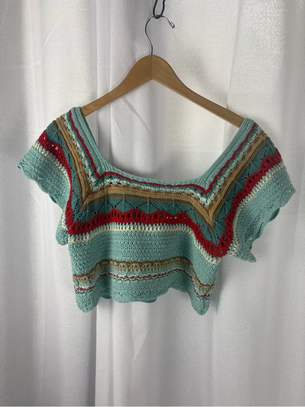 POL‎ Women's Colorful Crochet Crop Top Size Small Hand Made EUC - Image 6