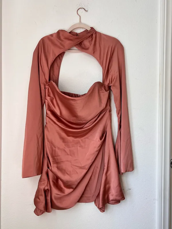 House of CB Toira Rose Satin Draped Corset Mini Dress Large Party Wedding - Image 2
