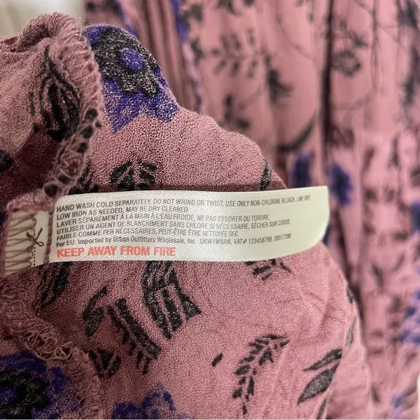 FREE PEOPLE Sleeveless Keyhole Boho Mauve Floral Babydoll Swing Slip Dress 882 - Image 11