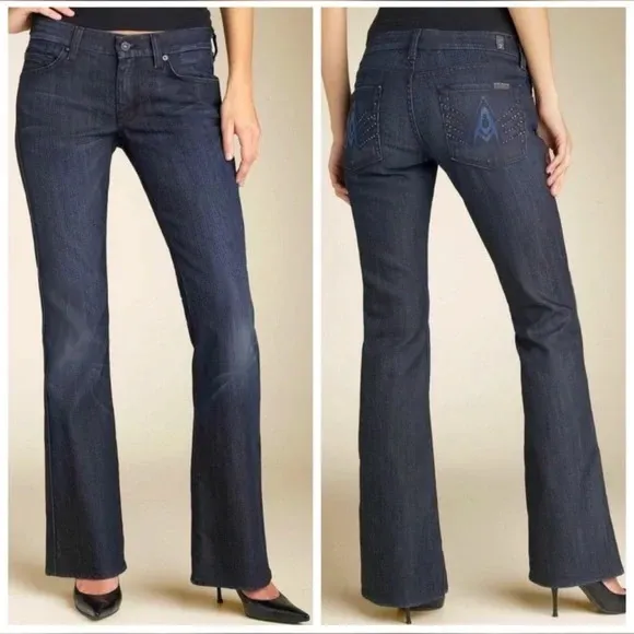 7 For All Mankind Jean Size 28 A Pocket Flare Cross Stitch - Image 2