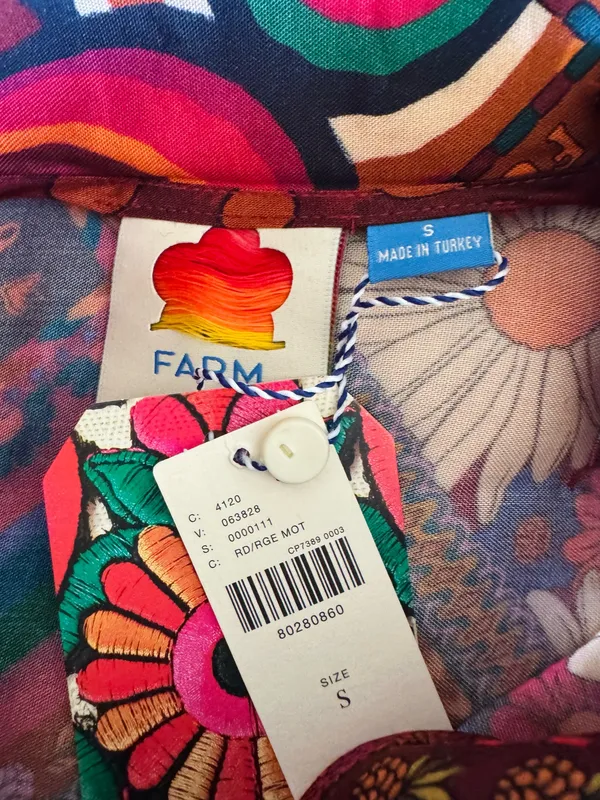 Farm Rio Mixed Prints Satin Slip Midi Skirt, Size S - Image 11