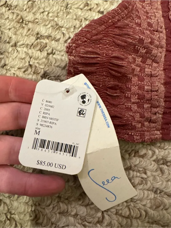 NWT Free People Seea Brasilia Bikini Top - Ripa brown red motif - medium - Image 9