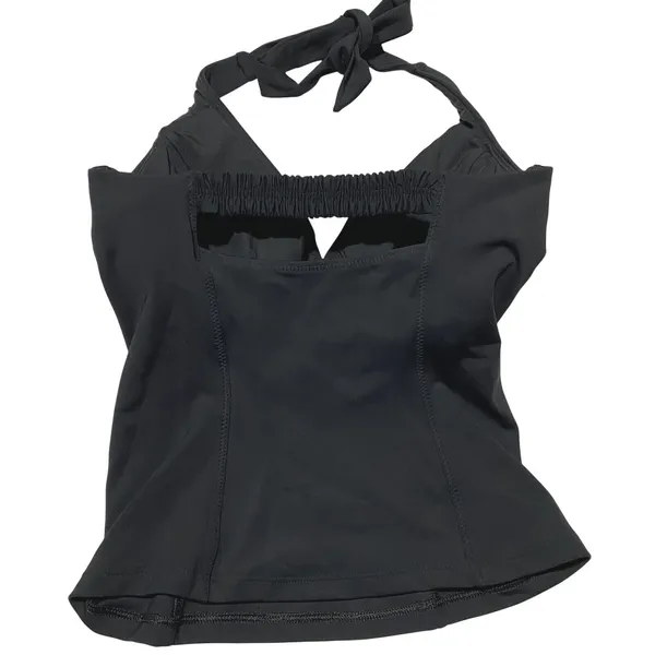 Athleta Sculpted Halter Tankini Black Bikini Tankini Top 32D/DD‎ Tall EUC - Image 3