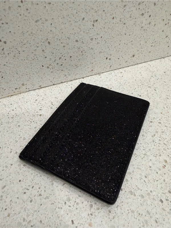 Kate Spade New York Black Glittery Cardholder Small Wallet Black Glitter EUC - Image 5