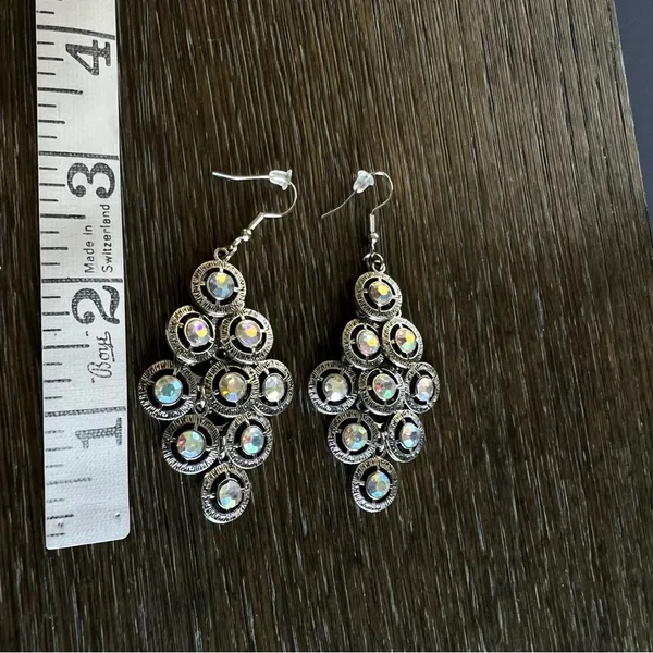 NEW Necklace and earrings Set, AB rhinestones and silver tone metal, custom - Image 7