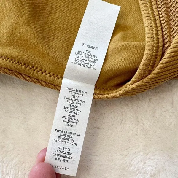 NWT Offline by Aerie Goals Light Tan Ribbed Padded Sports Bra - Size: Large - Image 4