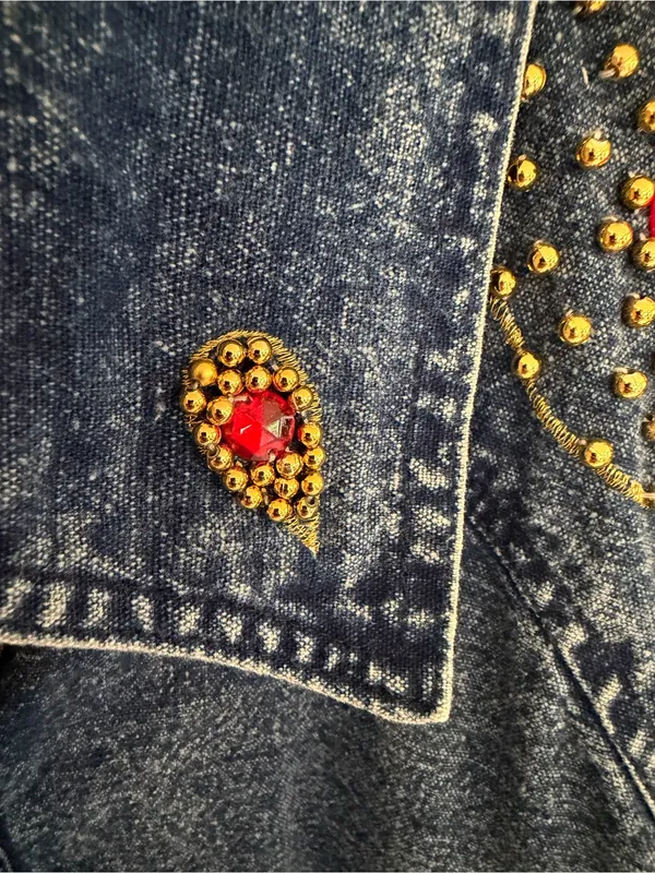 Vintage L.A. Blues Jeweled‎ Studded Denim Tunic Shirt Jacket Size 14-16 - Image 5