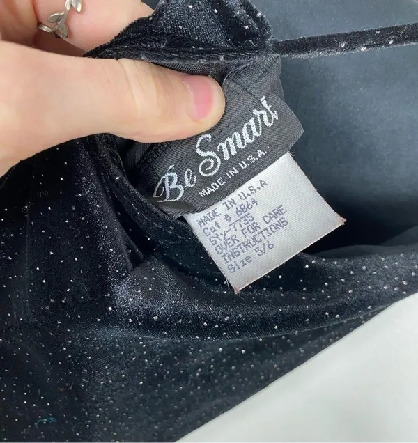 Vintage Be Smart Long Sparkly Black Velvet Dress - Image 6