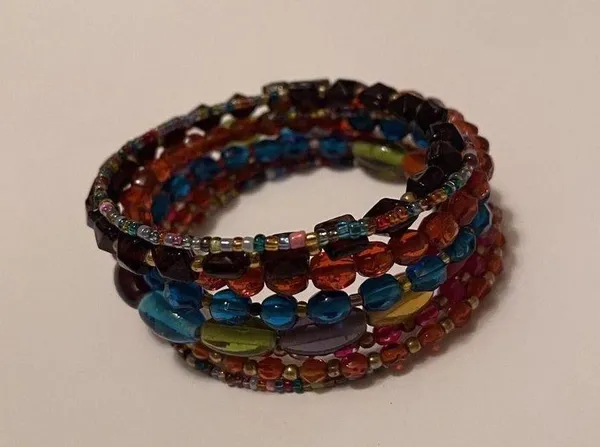 Women’s Stretchy Spiral Bracelet Cuff Beaded Multi Color Glass Bead - Image 5