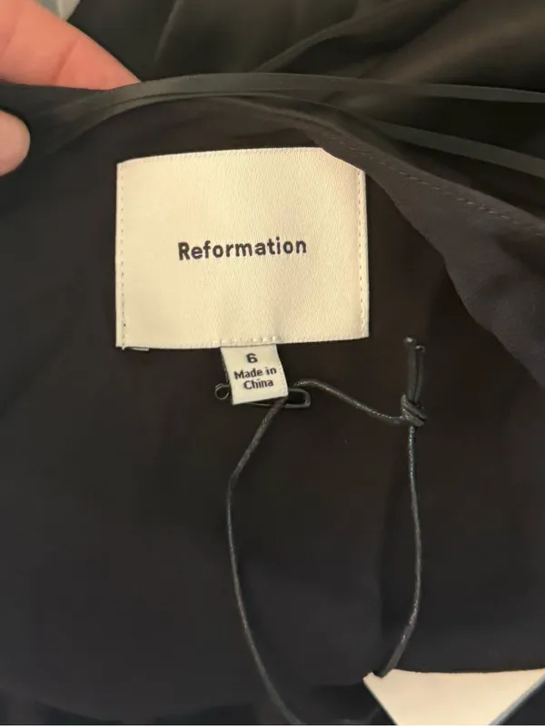 Reformation Rubia Satin Mini Dress in Black 6 - Image 8