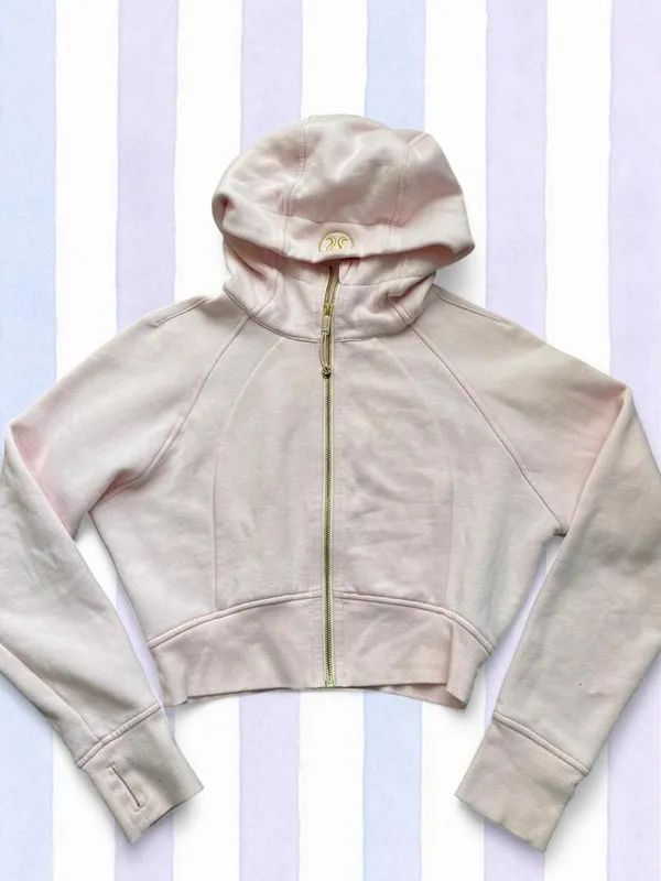 Lululemon pink cropped scuba gold zipper size xs/s - Image 7