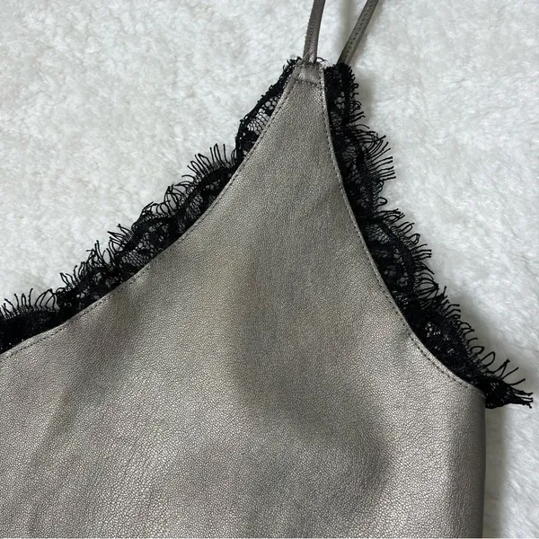 Zara Faux Leather Lace Trim Knit Back Cami - Image 5