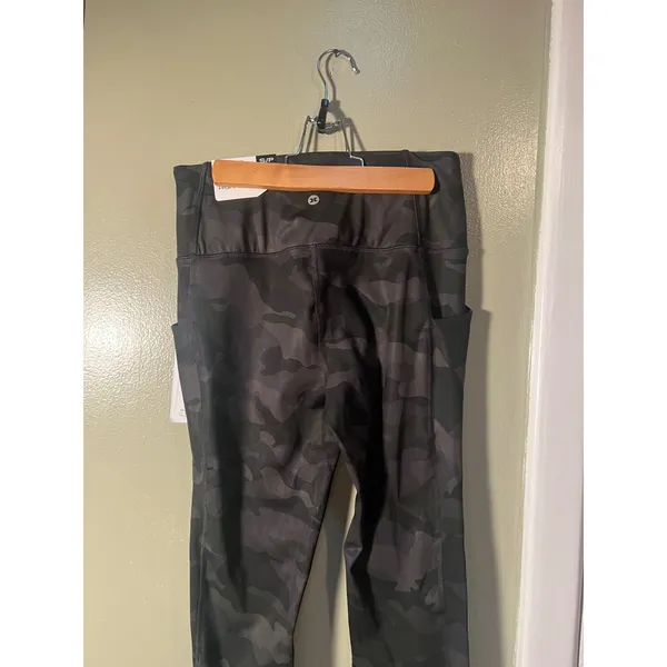 RBX Womens Size Small Full Length Legging Black Gray Camo Side Pockets High Rise - Image 10