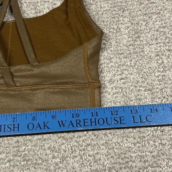 Lululemon Energy Bra Womens 4 Long Line Shine Foil Gold Strappy Athletic W2BXKS - Image 4