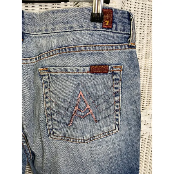 Vintage Y2K 7 For All Mankind A-Pocket‎ Bootcut Jeans 30 Made in USA Medium Wash - Image 3