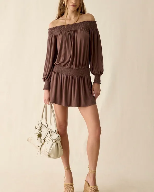 Urban Outfitters Off-The-Shoulder Long Sleeve Mini Dress - Image 4