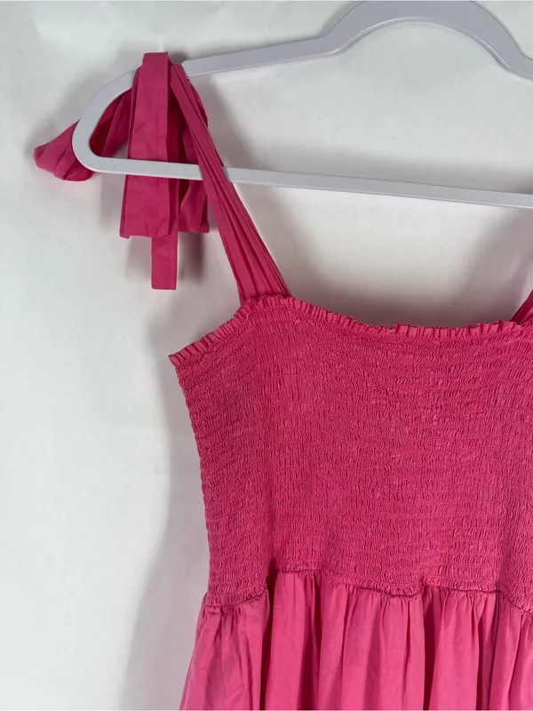 XiRENA Lorraine Pink Smocked Tie Strap Cotton Maxi Dress XS - Image 3