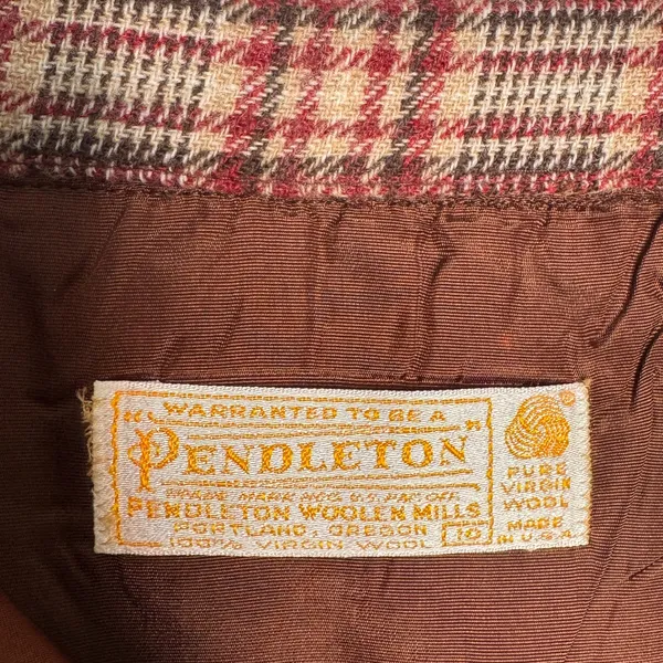 1970s Pendleton Virgin Wool Plaid Skirt USA Midi 27” Brown Red Medium - Image 13