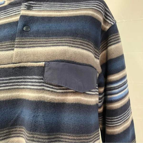 Southern Grit Tundra Fleece‎ Pullover Snap Striped Blue Grey Southwestern Womens - Image 7