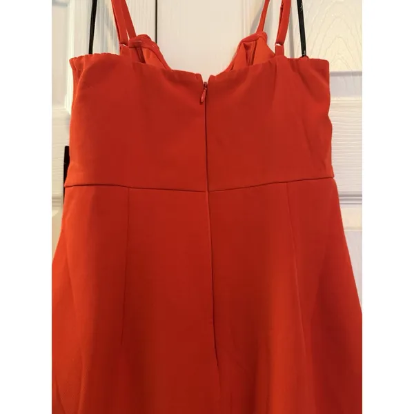 Lulus Irresistible Ways Red Orange Ruffled Midi Dress | Medium New with Tags - Image 8