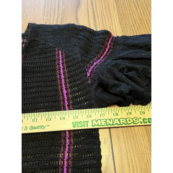 Free People Beach Black Crochet Open Knit‎ Tunic Top Size Measured Boho Cottage - Image 5