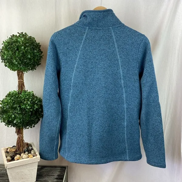 North Face Blue Knit Long Sleeve Zip Up Jacket M - Image 3
