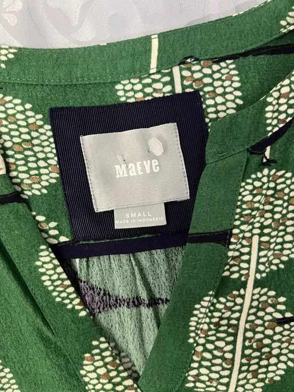 Maeve Green Printed Mini Swing Dress packets and laces at the back adjustment S - Image 4