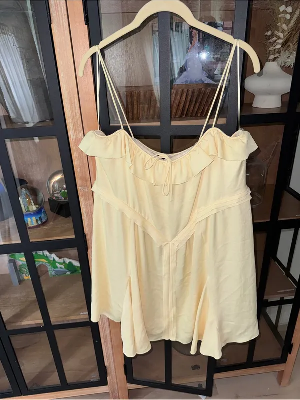 Zara Collection butter yellow ruffle mini dress tie front flowy flouncy - Image 9
