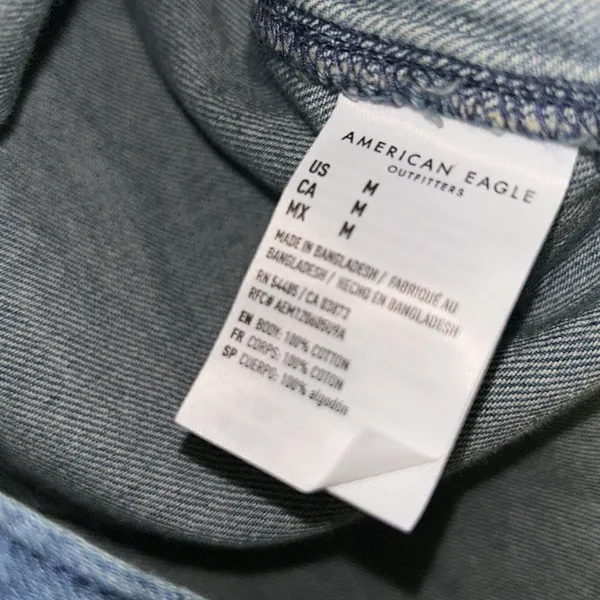 American Eagle Outfitters Denim Puff Sleeve Button Down Blue Top(Size Medium) - Image 10