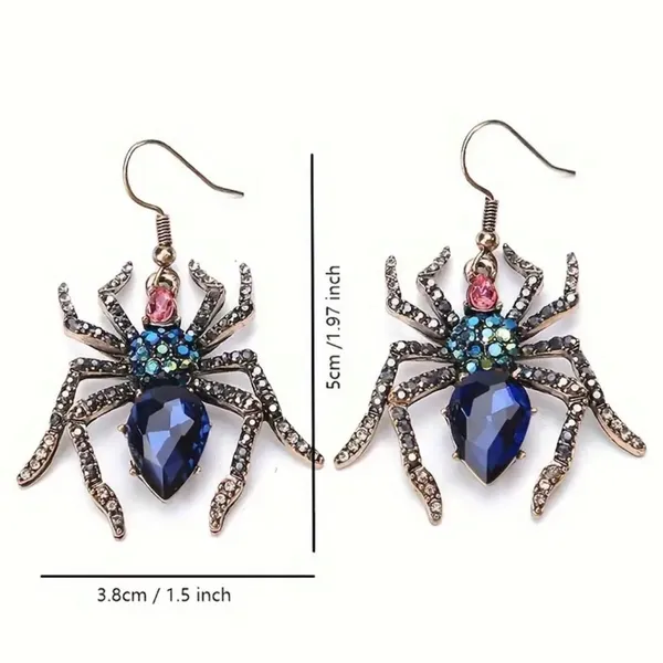 Silver Spider Dangle Earrings Whimsigoth Goth Witchy Edgy Grunge Halloween - Image 6