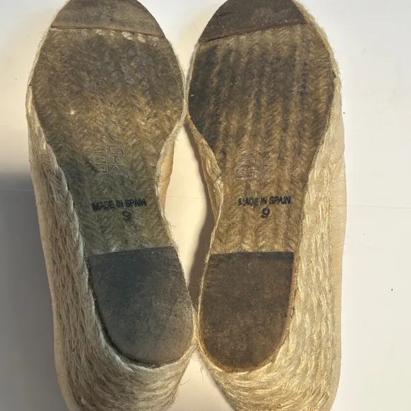 Lauren Ralph Lauren Cecilia Parchment Shantung‎ Espadrille Wedges Gold 9B Spain - Image 8