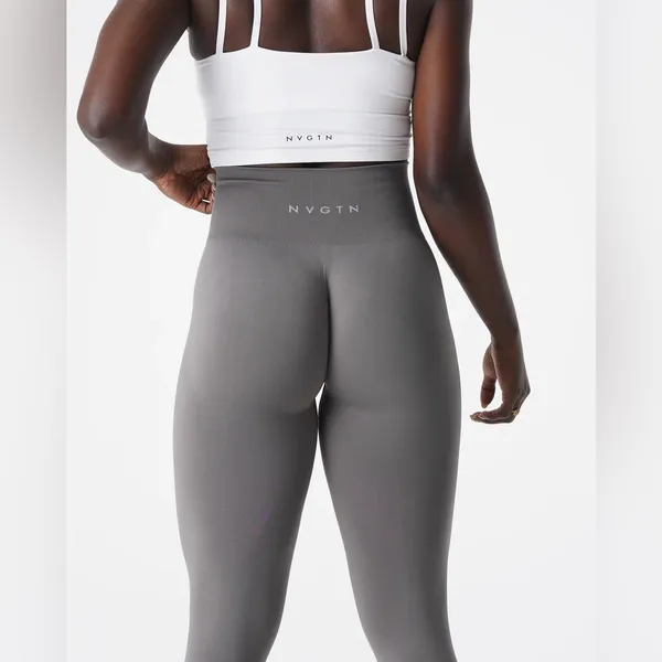NVGTN High Waist Seamless Legging Grey Size M Athletic - Image 2