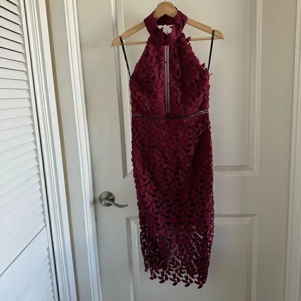 Bardot Gemma Dress Burgundy - Image 4