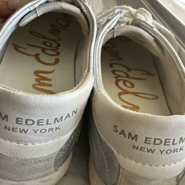 Sam Edelman White and Silver Sneakers - Image 3