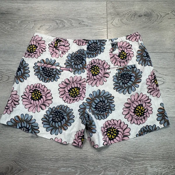 Ann Taylor LOFT‎ Women Floral Linen Blend Shorts Size 00 Pink Blue Summer - Image 2