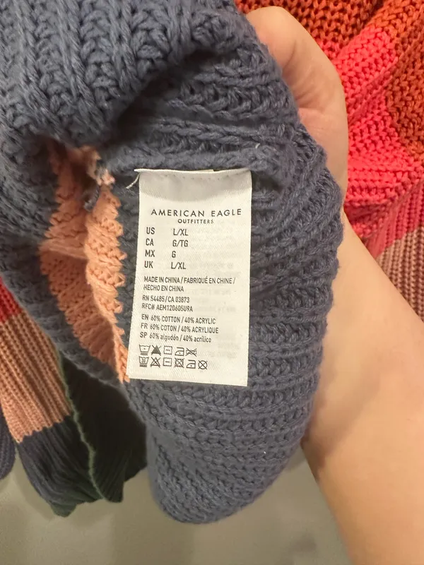 American Eagle Striped Chunky Knit High Neck Colorful Sweater - Image 4