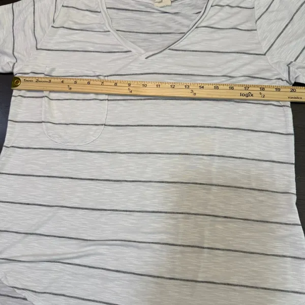 Mote Womens XL Striped V Neck Pocket T-Shirt Casual Short Sleeve Top‎ - Image 6